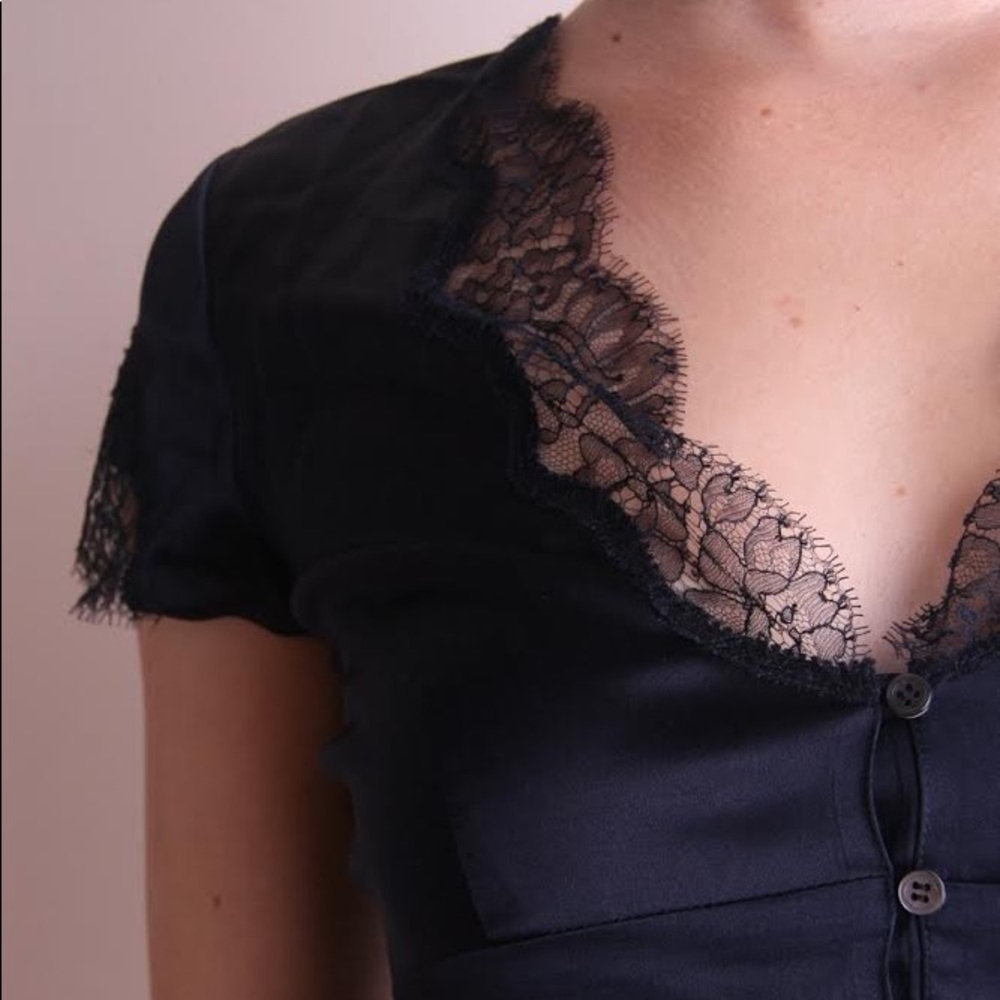 No Label Silk and Lace Blouse